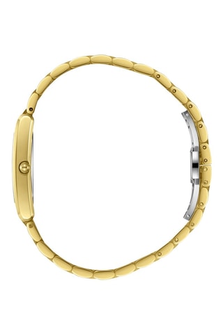 Relógio de quartzo em metal, diamante, banhado ouro amarelo e cerâmica