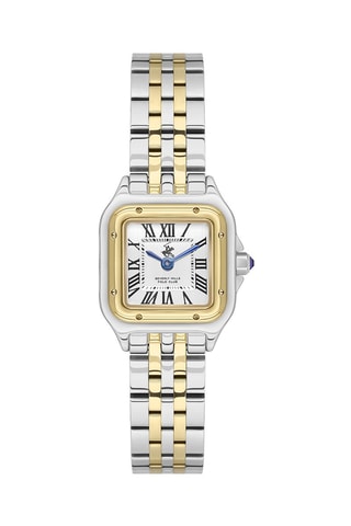 Orologio al quarzo placcato Ion oro giallo, placcato Ion argento e ceramica