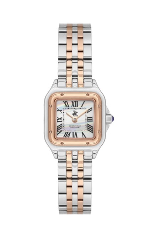 Relógio de quartzo banhado ião ouro rosa e cerâmica