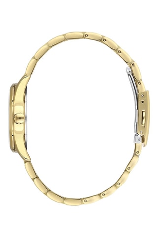 Relógio de quartzo banhado ião ouro amarelo, diamante e cerâmica