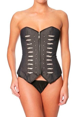 Corset et string Anthracite et noir