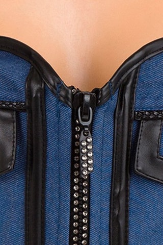 Corset et tanga Bleu et noir