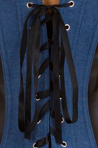 Corset et tanga Bleu et noir