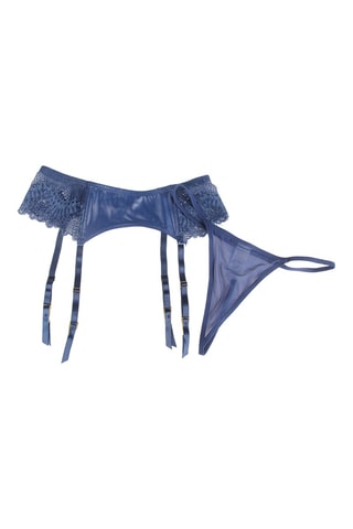 Porte-jarretelles et string Bleu