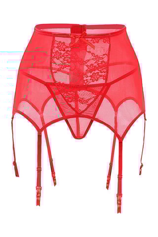 Porte-jarretelles taille haute et string Rouge