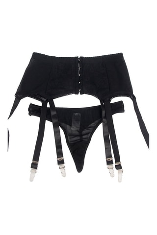 Porte-jarretelles taille haute et string Noir