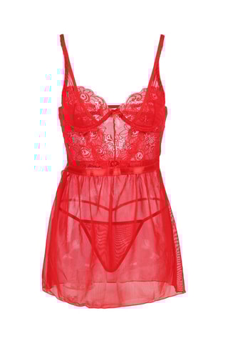 Babydoll ampliforme et string Rouge