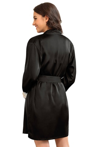 Nuisette et déshabillé en soie - Noir