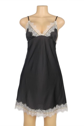 Nuisette et déshabillé en soie - Noir