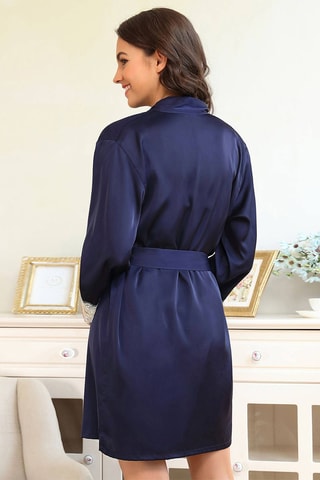 Nuisette et déshabillé en soie - Bleu marine