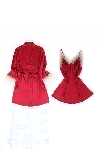 Nuisette et déshabillé en soie - Rouge
