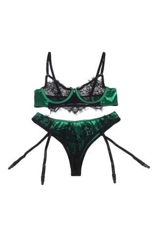Soutien-gorge et tanga - Vert et noir