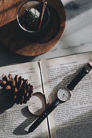 Reloj de cuarzo de piel Petite Reading - 28 mm - Negro y plateado