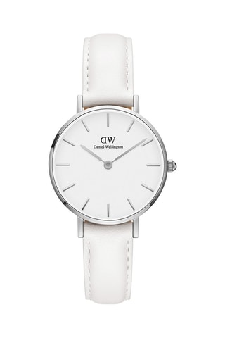 Reloj de cuarzo de piel Petite Bondi - 28 mm - Blanco y plateado