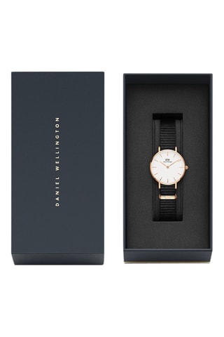 Reloj de cuarzo de poliéster Petite Cornwall - 32 mm - Negro y rosa dorado