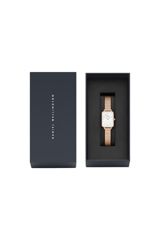 Reloj de cuarzo de acero Quadro - 20 x 26 mm - Rosa dorado y blanco