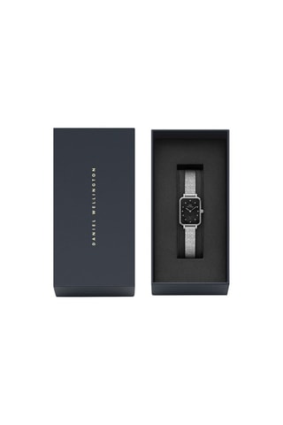 Reloj de cuarzo de acero Quadro - 20 x 26 mm - Plateado y negro