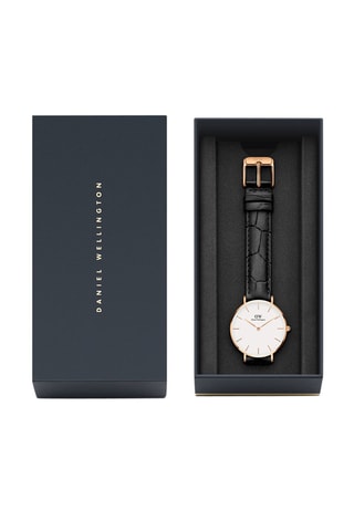 Reloj de cuarzo de piel y chapado en oro rosa Petite Reading - 32 mm