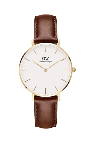 Reloj de cuarzo de piel Petite 32 St Mawes - Marrón y dorado