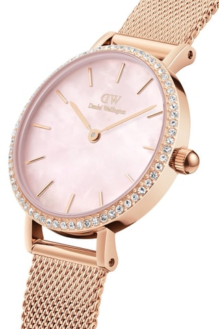 Reloj de cuarzo de acero inoxidable y nácar Petite 28 - Rosa dorado y rosa