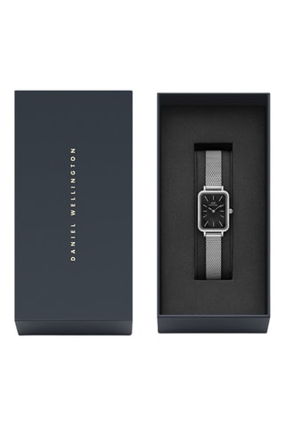 Reloj de cuarzo de acero inoxidable y nácar Quadro - Plateado y negro