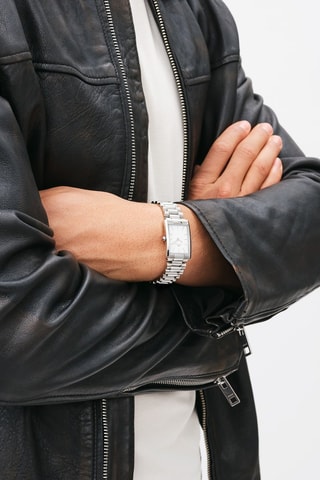 Reloj de cuarzo de acero inoxidable Bound - Plateado y blanco