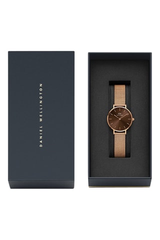 Reloj de cuarzo de acero y chapado en oro rosa Petite Amber - 32 mm