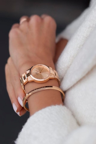 Reloj de acero Iconic Link Unitone - 28 mm - Rosa dorado