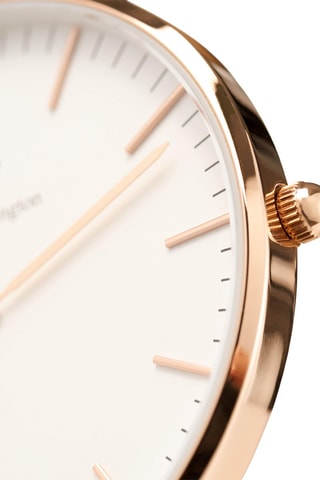 Reloj de cuarzo de piel y chapado en oro rosa Suffolk - 40 mm