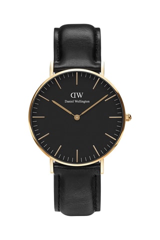 Reloj de cuarzo de piel y chapado en oro amarillo Classic Sheffield - 36 mm