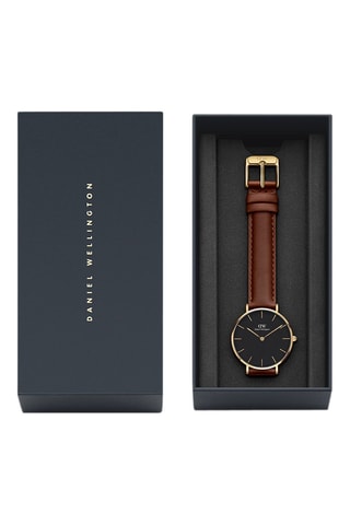 Reloj de cuarzo de piel y chapado en oro amarillo Petite St Mawes - 32 mm