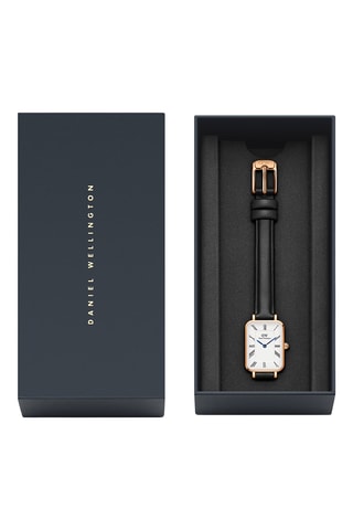 Reloj de cuarzo de piel - Negro y rosa dorado