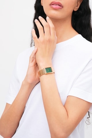 Reloj de cuarzo de acero - Rosa dorado y verde