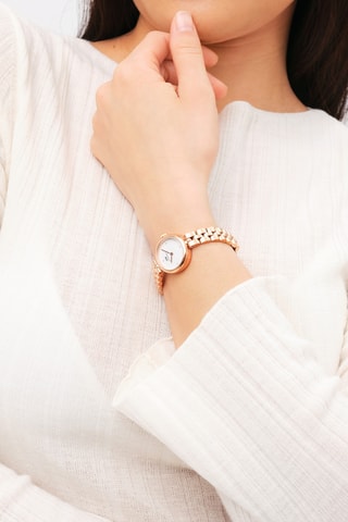 Reloj de cuarzo de acero - Rosa dorado y blanco