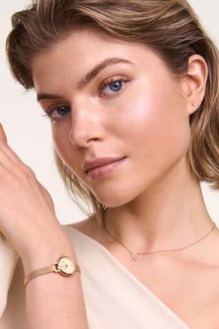 Reloj de cuarzo de acero - Rosa dorado y amarillo