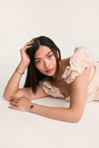 Reloj de cuarzo de acero - Rosa dorado y verde