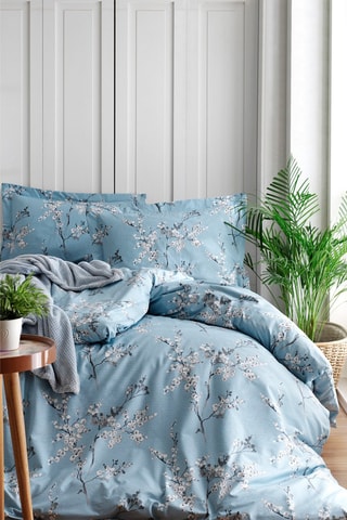 Parure copripiumino in cotone rinforzato 57 fili/cm² Chircory - Blu