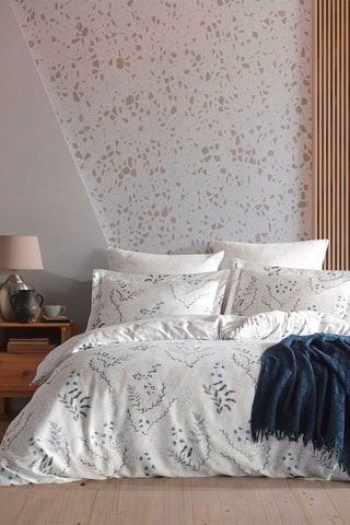 Conjunto de edredão em algodão Aqua 57 fios/cm² - Branco e azul