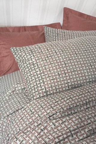 Conjunto de edredão em algodão 57 fios/cm² Mote - Cinzento e vermelho