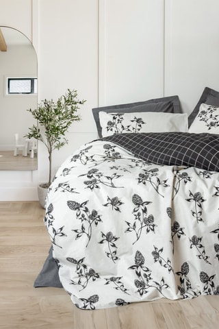 Conjunto de edredão em algodão 57 fios/cm² Ohia - Antracite e branco