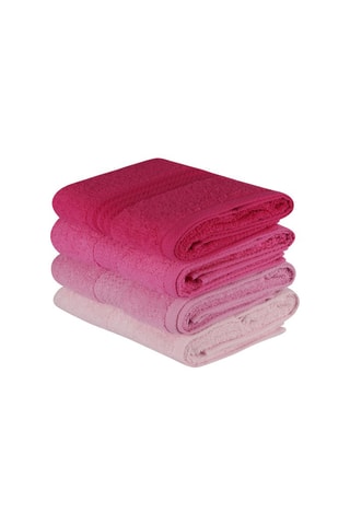 4 toalhas em fibras de bambu - Rosa - 50 x 90 cm