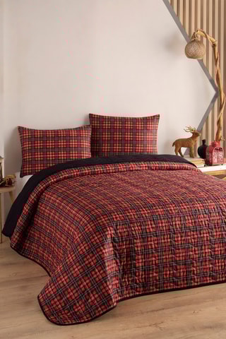 Colcha em algodão 83 fios/cm² Iskoç - Vermelho e preto