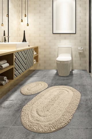 2 tappetini bagno Macaroni - Marrone - 50 x 60/60 x 100 cm 