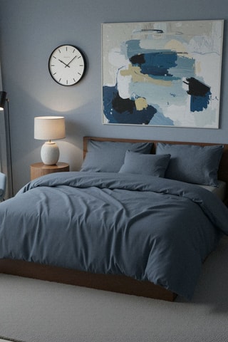 Parure copripiumino in cotone rinforzato 57 fili/cm² - Blu scuro