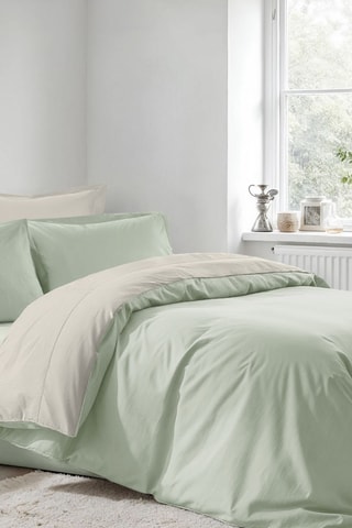 Conjunto de edredão reversível em algodão reforçado 61 fios/cm² - Verde-claro