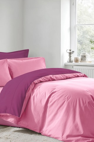 Conjunto de edredão reversível em algodão reforçado 61 fios/cm² - Rosa