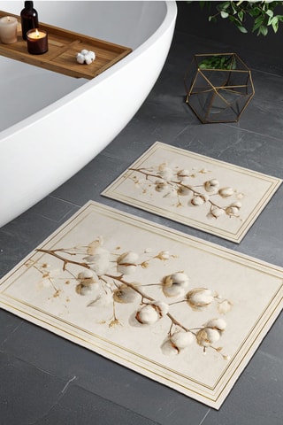 2 tappetini bagno - Beige - 50 x 60/60 x 100 cm