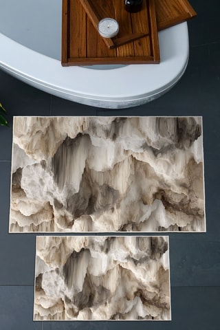 2 tappetini bagno - Marrone - 50 x 60/60 x 100 cm