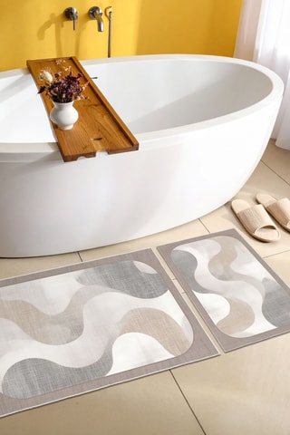 2 tappetini bagno - Ecrù - 50 x 60/60 x 100 cm