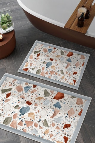 2 tappetini bagno - Bianco - 50 x 60/60 x 100 cm